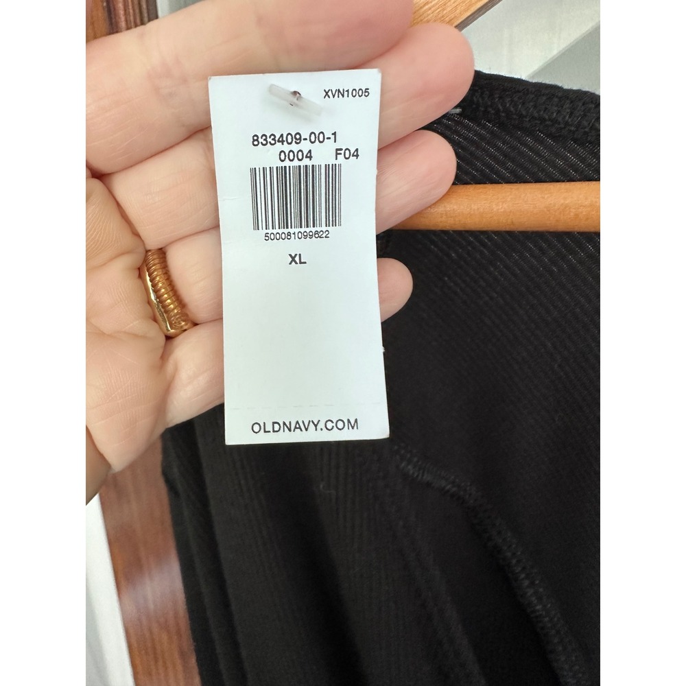 Old Navy Womens Ribbed Wrap Front Surplice Long Sleeve Top Black XL Athleisure - Picture 2 of 5